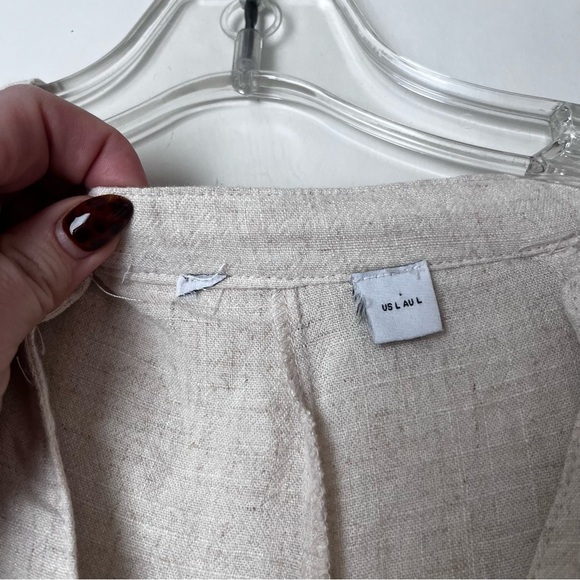 Petal & Pup Archie Oat Linen Belted Jumpsuit L - Picture 10 of 12